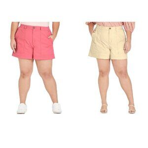 A New Day Bundle Women's Plus Size High-Rise Utility Shorts Pink & Tan Size 24W